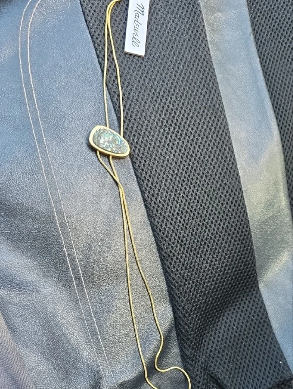 Madewell Gold Abalone Drop Pendant Layered Necklace - Picture 4 of 4